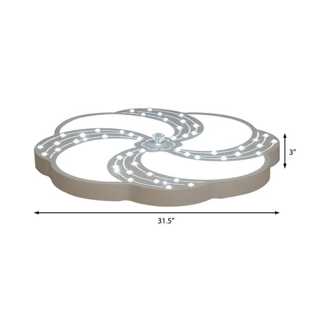 Modern White Acrylic Swirl Flushmount Lights - 18/19.5/31.5 Creative Flush Mount Light For Bedroom