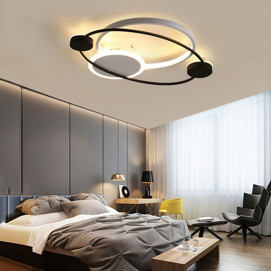 Orbit Integrated Led Flush Light – Warm/White Metal & Acrylic Nordic Style Black White/Gray