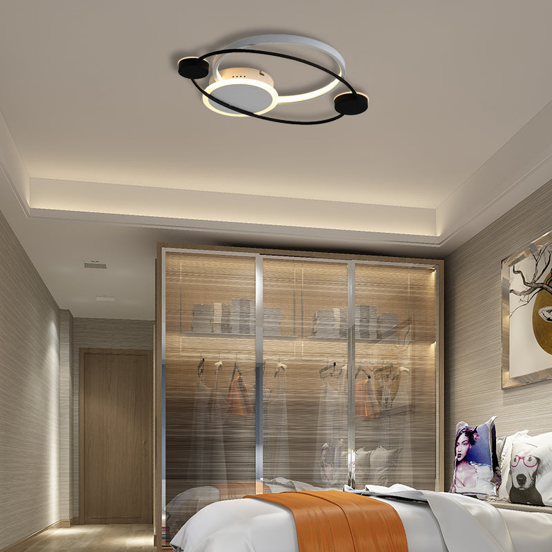 Orbit Integrated Led Flush Light – Warm/White Metal & Acrylic Nordic Style Black White/Gray