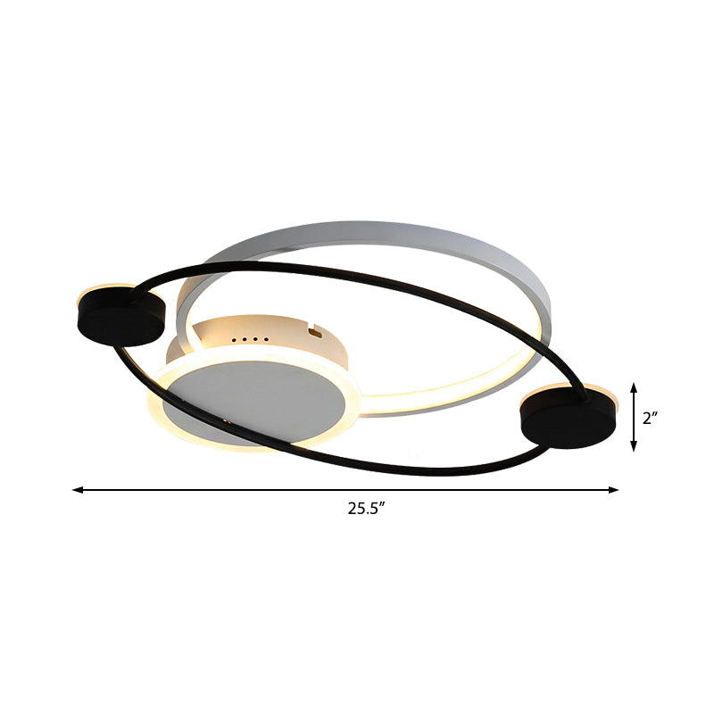 Orbit Integrated Led Flush Light – Warm/White Metal & Acrylic Nordic Style Black White/Gray