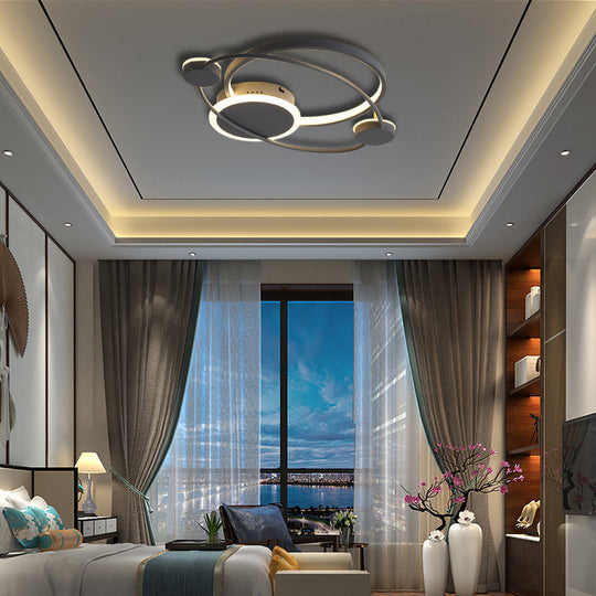 Orbit Integrated Led Flush Light – Warm/White Metal & Acrylic Nordic Style Black White/Gray