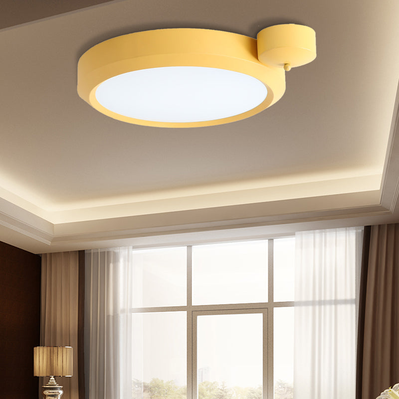 Nordic Style Round Flushmount Led Ceiling Light In Blue/Red/Yellow With Metal Finish - Available
