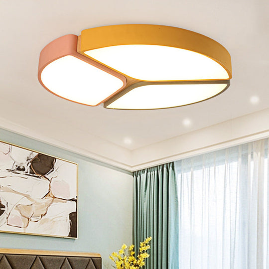16’/19.5’/23.5’ Macaron Metallic Led Flushmount Light - Warm/White Pink-Yellow-Grey / 16’ White