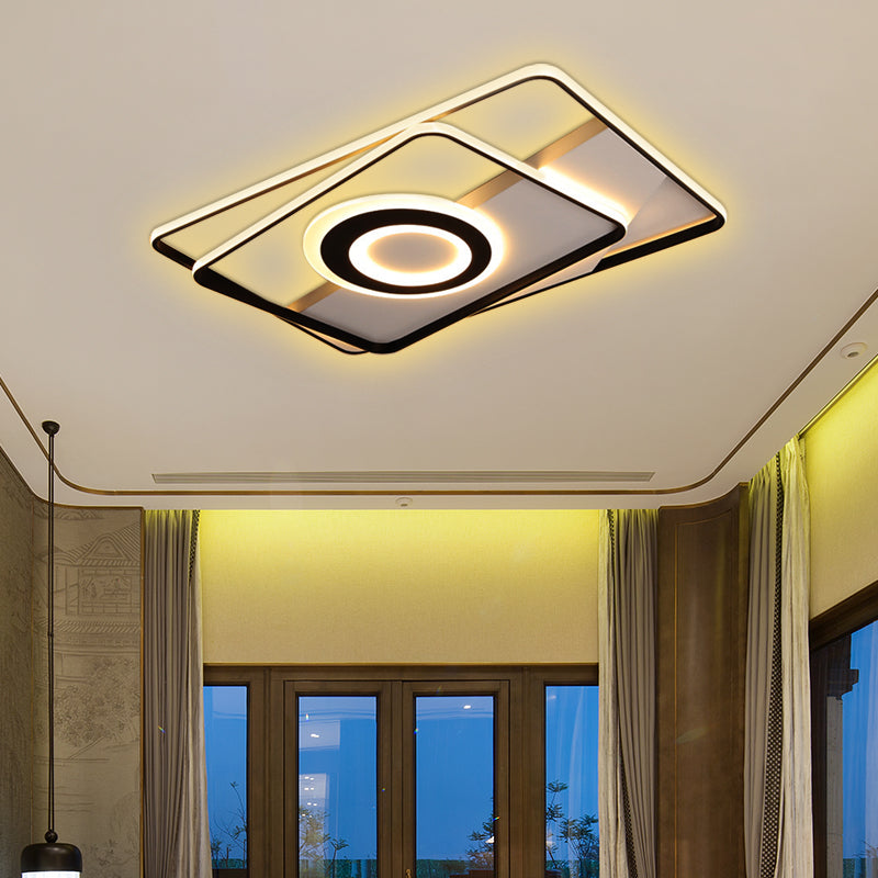 Minimalist Led Square Ceiling Flush Light - 16’/19.5’/23.5’/35.5’ Wide Warm/White White / 35.5’