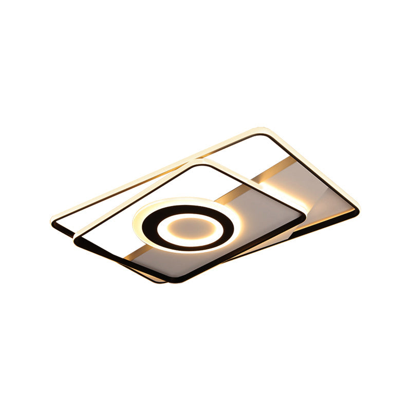 Minimalist Led Square Ceiling Flush Light - 16’/19.5’/23.5’/35.5’ Wide Warm/White