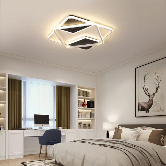 Modern Minimalist Led Ceiling Flush Light In Black/White - 16/19.5/23.5/35.5 W Black / 16 White