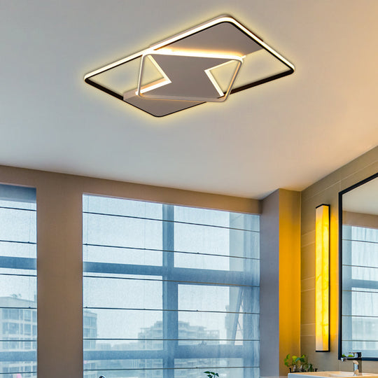 Modern Minimalist Led Ceiling Flush Light In Black/White - 16’/19.5’/23.5’/35.5’ W Black /