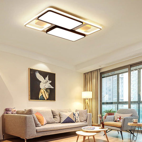 Contemporary Led Flush Mount Ceiling Light In Black/White 19.5’/45’ Wide Black / 45’