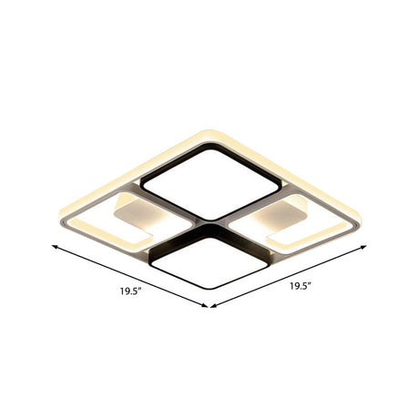 Contemporary Led Flush Mount Ceiling Light In Black/White 19.5/45 Wide