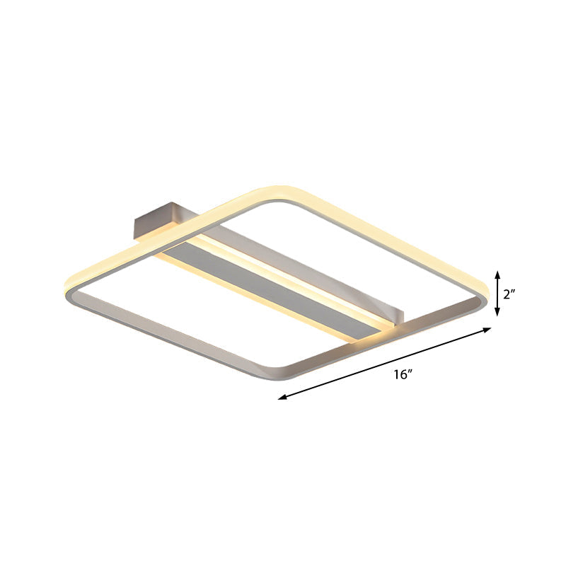 Squared Flushmount Metal Led Ceiling Light Minimalist Warm/White