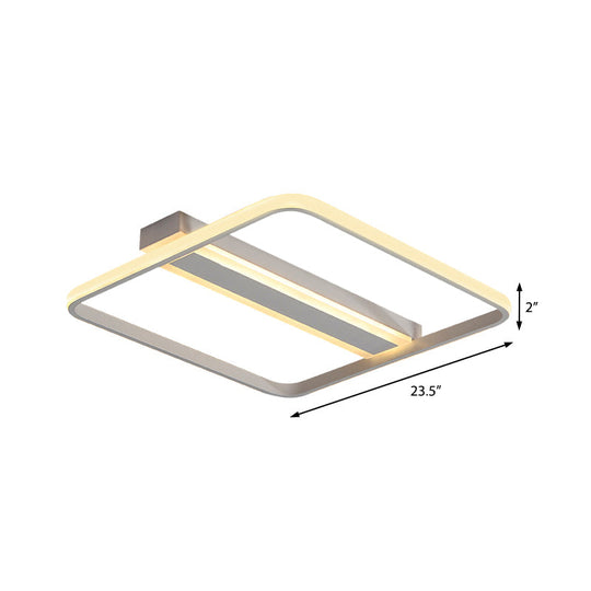 Squared Flushmount Metal Led Ceiling Light Minimalist Warm/White