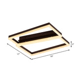 Contemporary Brown Square Led Flush Mount For Indoor Living Rooms