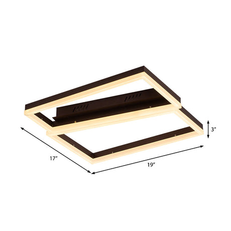Contemporary Brown Square Led Flush Mount For Indoor Living Rooms