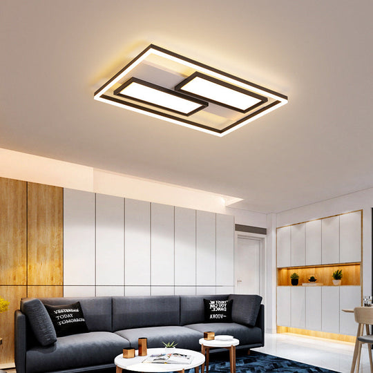 16’/19.5’/35.5’/43’ Wide Superthin Flush Light - Nordic Style Black Metal Led Ceiling (Warm/White)