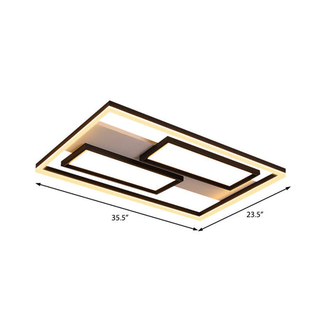 16’/19.5’/35.5’/43’ Wide Superthin Flush Light - Nordic Style Black Metal Led Ceiling (Warm/White)
