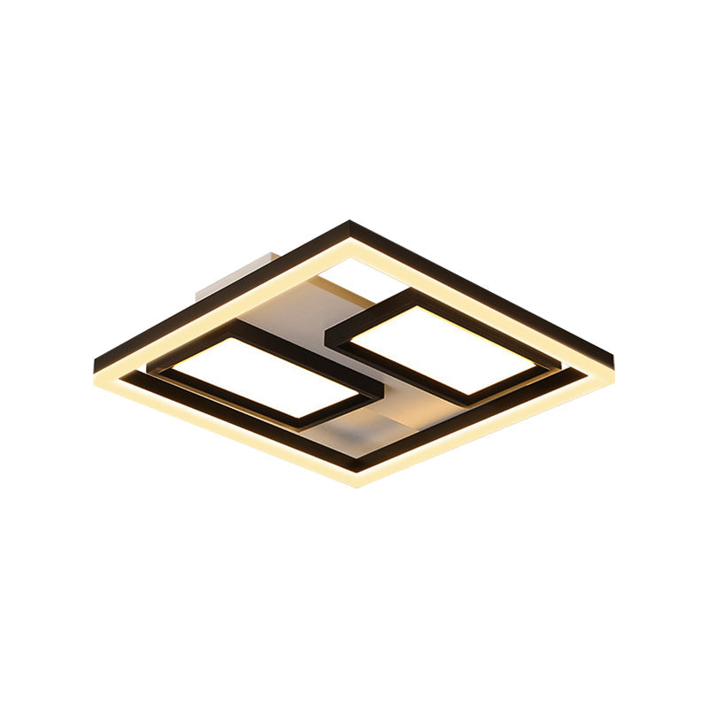 16’/19.5’/35.5’/43’ Wide Superthin Flush Light - Nordic Style Black Metal Led Ceiling (Warm/White)