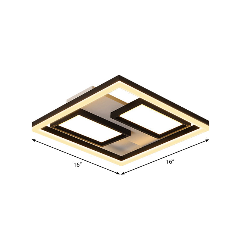 16’/19.5’/35.5’/43’ Wide Superthin Flush Light - Nordic Style Black Metal Led Ceiling (Warm/White)