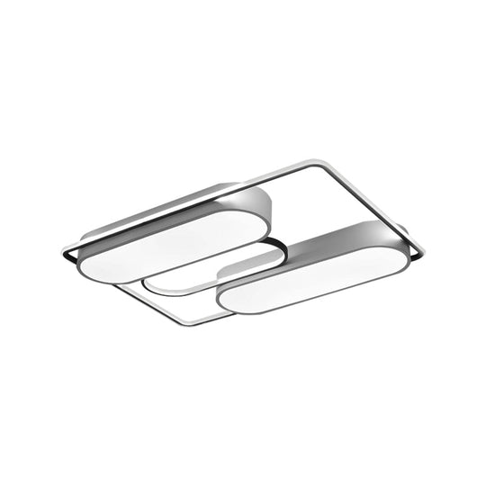 White Rectangular Flush Ceiling Light - 37.5’ X 40’ Modern Metal Flushmount Lighting With