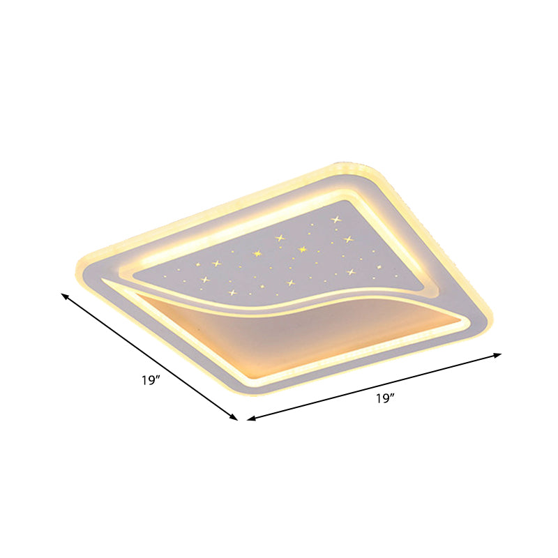 19/35.5 W Super Thin Flush Mount Light White Finish Led Indoor With Warm/White Lighting -