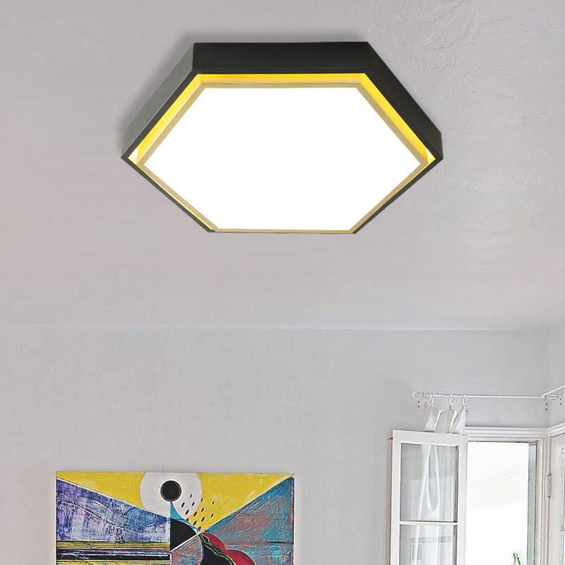 Nordic Hexagon Flushmount Metal Led Ceiling Light - Black/Green/Grey/White 16’/19.5’ Wide