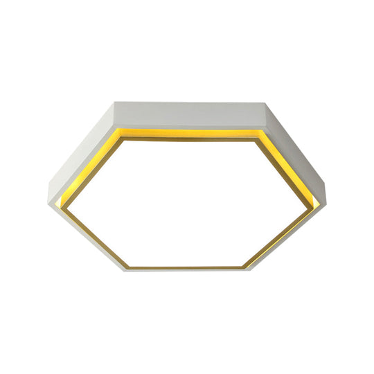 Nordic Hexagon Flushmount Metal Led Ceiling Light - Black/Green/Grey/White 16’/19.5’ Wide