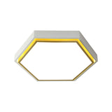 Nordic Hexagon Flushmount Metal Led Ceiling Light - Black/Green/Grey/White 16/19.5 Wide Frosted