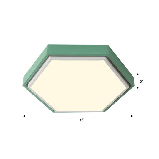 Nordic Hexagon Flushmount Metal Led Ceiling Light - Black/Green/Grey/White 16’/19.5’ Wide
