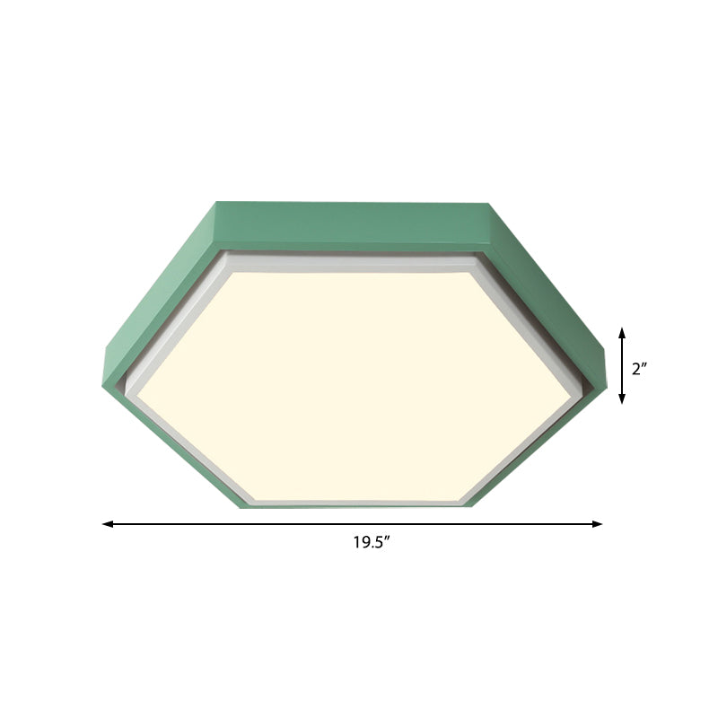 Nordic Hexagon Flushmount Metal Led Ceiling Light - Black/Green/Grey/White 16’/19.5’ Wide