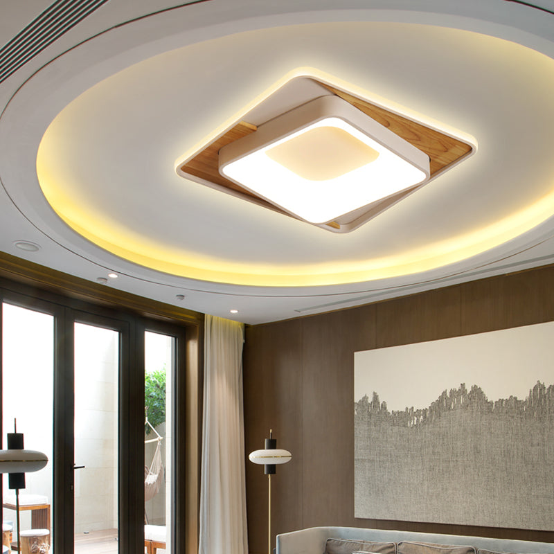 Sleek White Acrylic Led Ceiling Lamp For Bedroom Foyer - Modern Flush Mount / 19.5