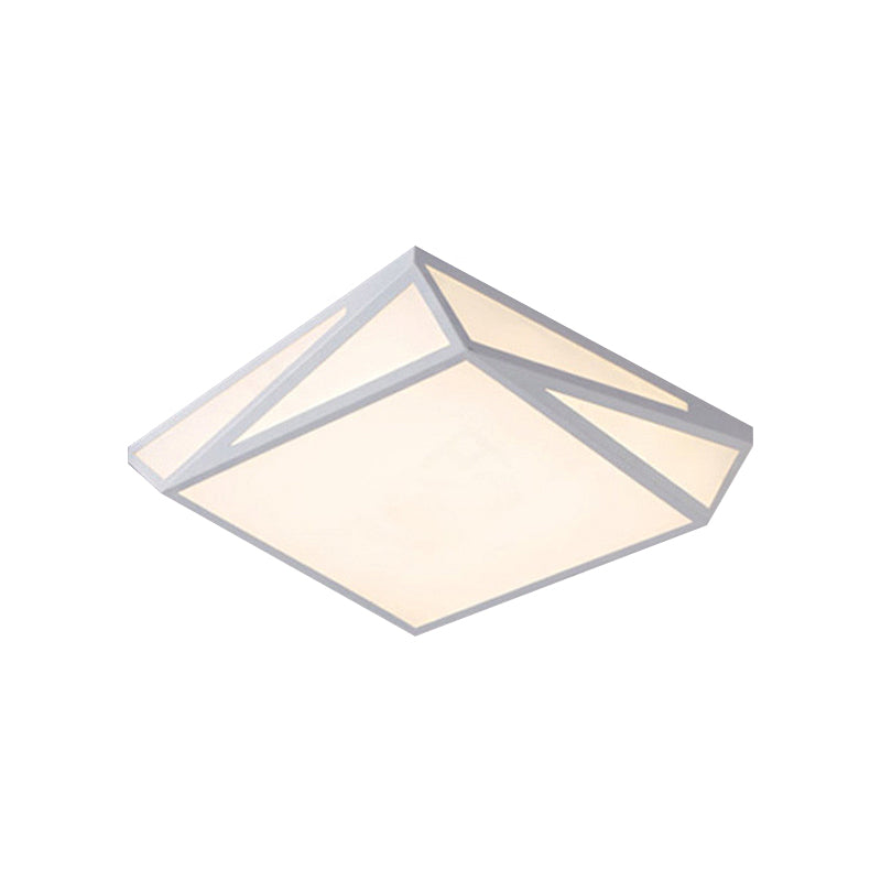 Modern Style Led Ceiling Fixture - White Rectangle Mount Light For Office & Restaurant Use