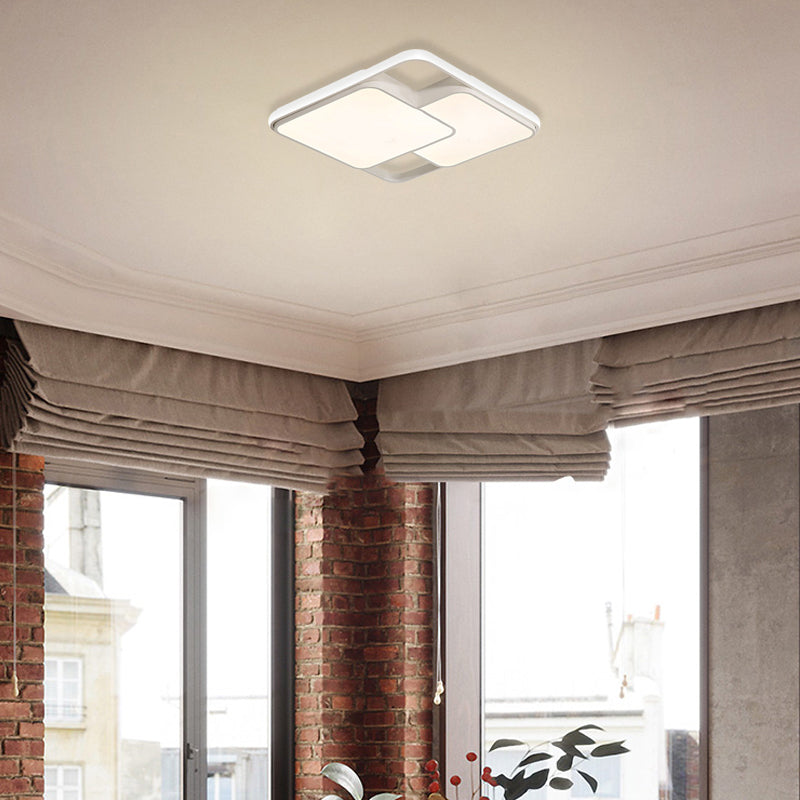 Contemporary Black/White Rectangle Flush Ceiling Light - Led Acrylic Flushmount For Cafes