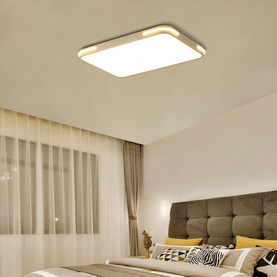 Modern Slim Acrylic Led Ceiling Light Fixture - White Hotel Grade Rectangle Flush Mount / 23.5 Warm