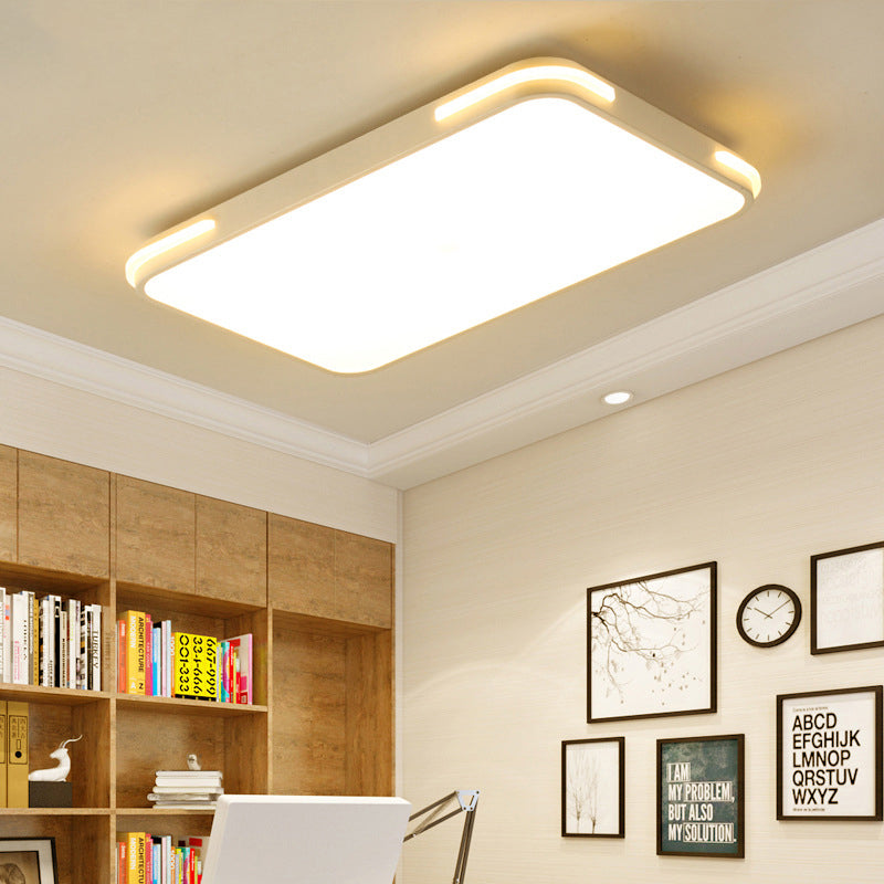 Modern Slim Acrylic Led Ceiling Light Fixture - White Hotel Grade Rectangle Flush Mount / 35.5 Warm
