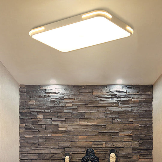 Modern Slim Acrylic Led Ceiling Light Fixture - White Hotel Grade Rectangle Flush Mount / 47 Warm