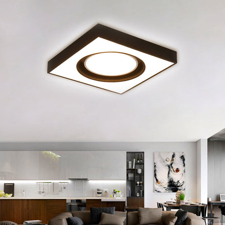 Modern Black And White Acrylic Led Ceiling Light For Cloth Shop / 23.5 Warm