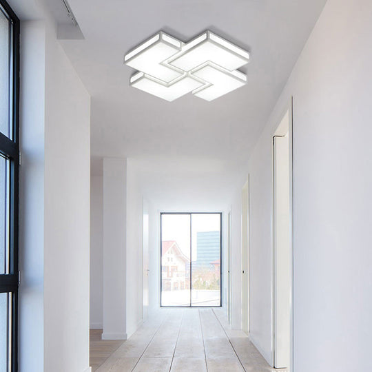 Contemporary Acrylic Led Flushmount For Adult Bedroom In White/Black