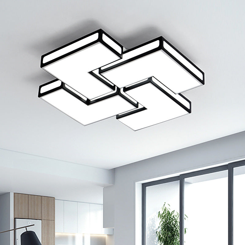 Contemporary Acrylic Led Flushmount For Adult Bedroom In White/Black Black / 21.5 White