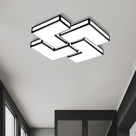 Contemporary Acrylic Led Flushmount For Adult Bedroom In White/Black Black / 31.5 White