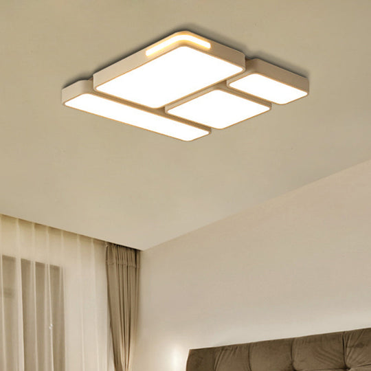 Sleek Rectangular Led Ceiling Light - Acrylic Slim Design In Black/White Ideal For Study Room White