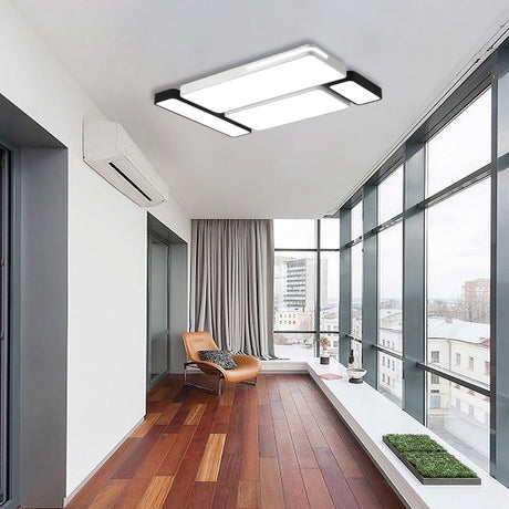 Sleek Rectangular Led Ceiling Light - Acrylic Slim Design In Black/White Ideal For Study Room