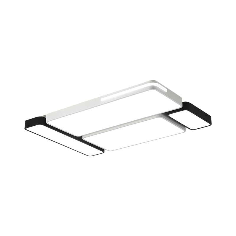 Sleek Rectangular Led Ceiling Light - Acrylic Slim Design In Black/White Ideal For Study Room