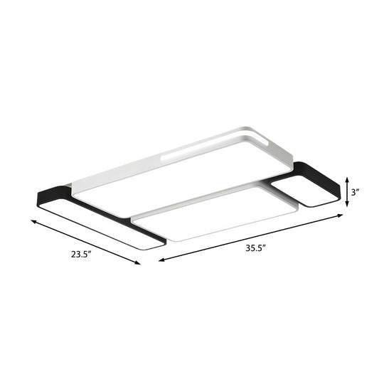 Sleek Rectangular Led Ceiling Light - Acrylic Slim Design In Black/White Ideal For Study Room