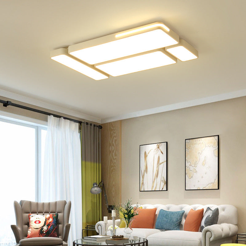 Sleek Rectangular Led Ceiling Light - Acrylic Slim Design In Black/White Ideal For Study Room White