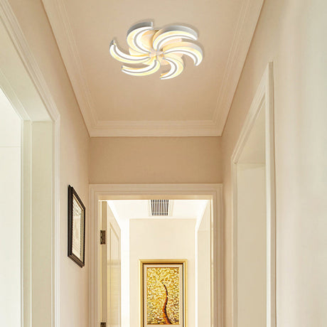 Modern Flower Flush Mount Led Ceiling Light In White For Hotels