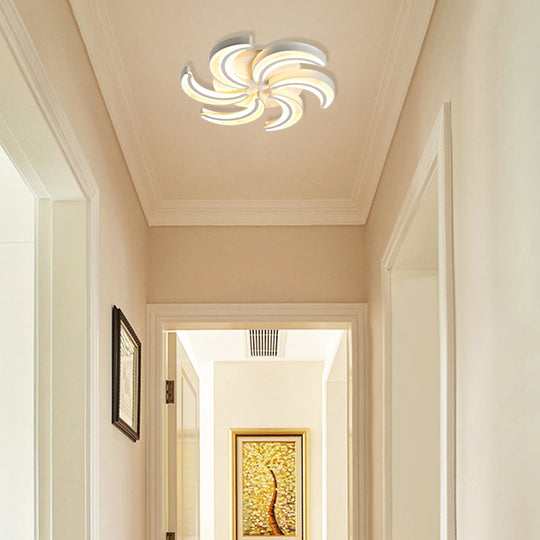 Modern Flower Flush Mount Led Ceiling Light In White For Hotels