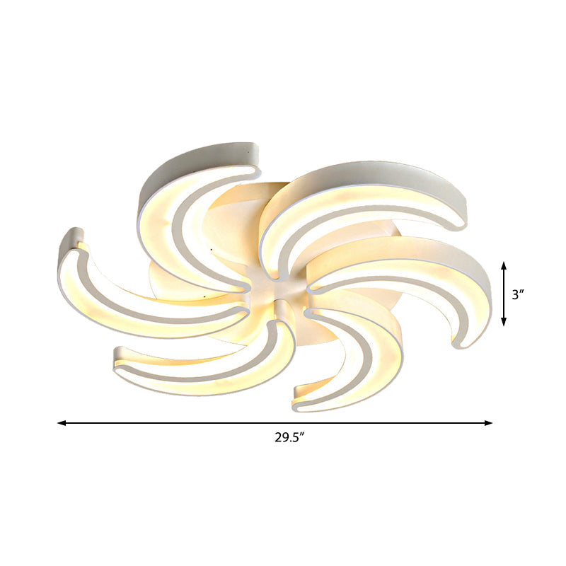 Modern Flower Flush Mount Led Ceiling Light In White For Hotels