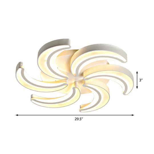 Modern Flower Flush Mount Led Ceiling Light In White For Hotels