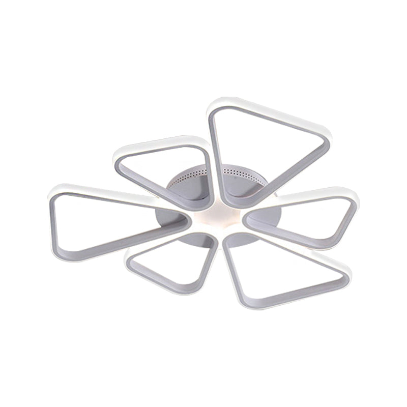 Floral Shape Acrylic Led Ceiling Light In Simple Brown/White For Child Room - Warm/White Lighting
