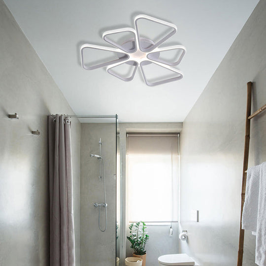Floral Shape Acrylic Led Ceiling Light In Simple Brown/White For Child Room - Warm/White Lighting