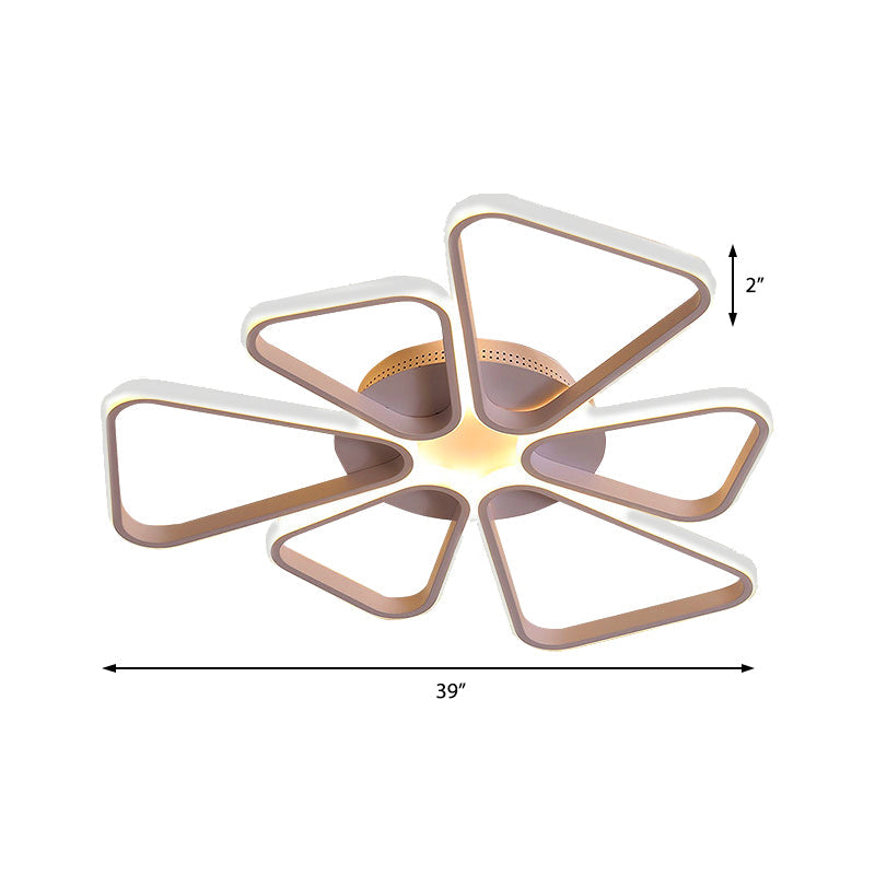 Floral Shape Acrylic Led Ceiling Light In Simple Brown/White For Child Room - Warm/White Lighting